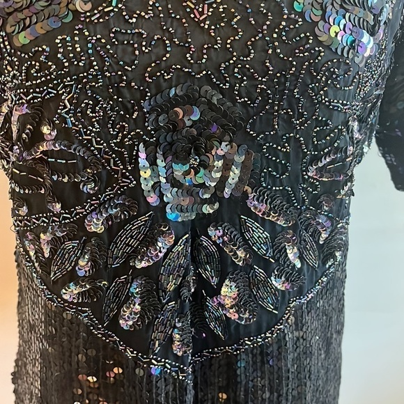 Gold Star Vintage Sequin Hand Beaded Blouse black new with tags size medium - Picture 4 of 9